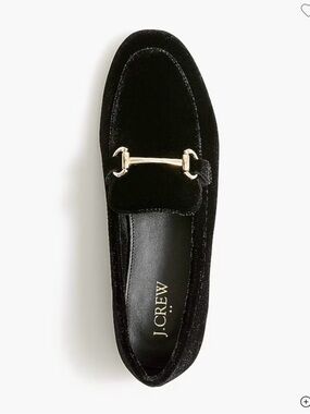 J. Crew Loafers Womens Black Velvet Gold Bit Slip on Shoes 6.5